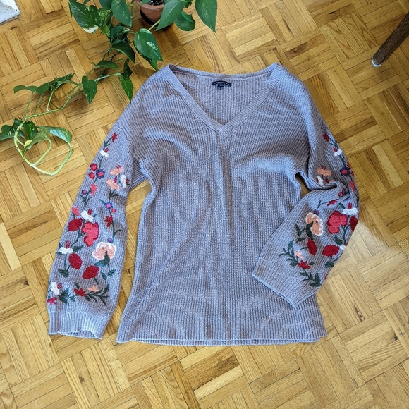 AE Bell Sleeve Embroidered Sweater - Picture 2 of 12